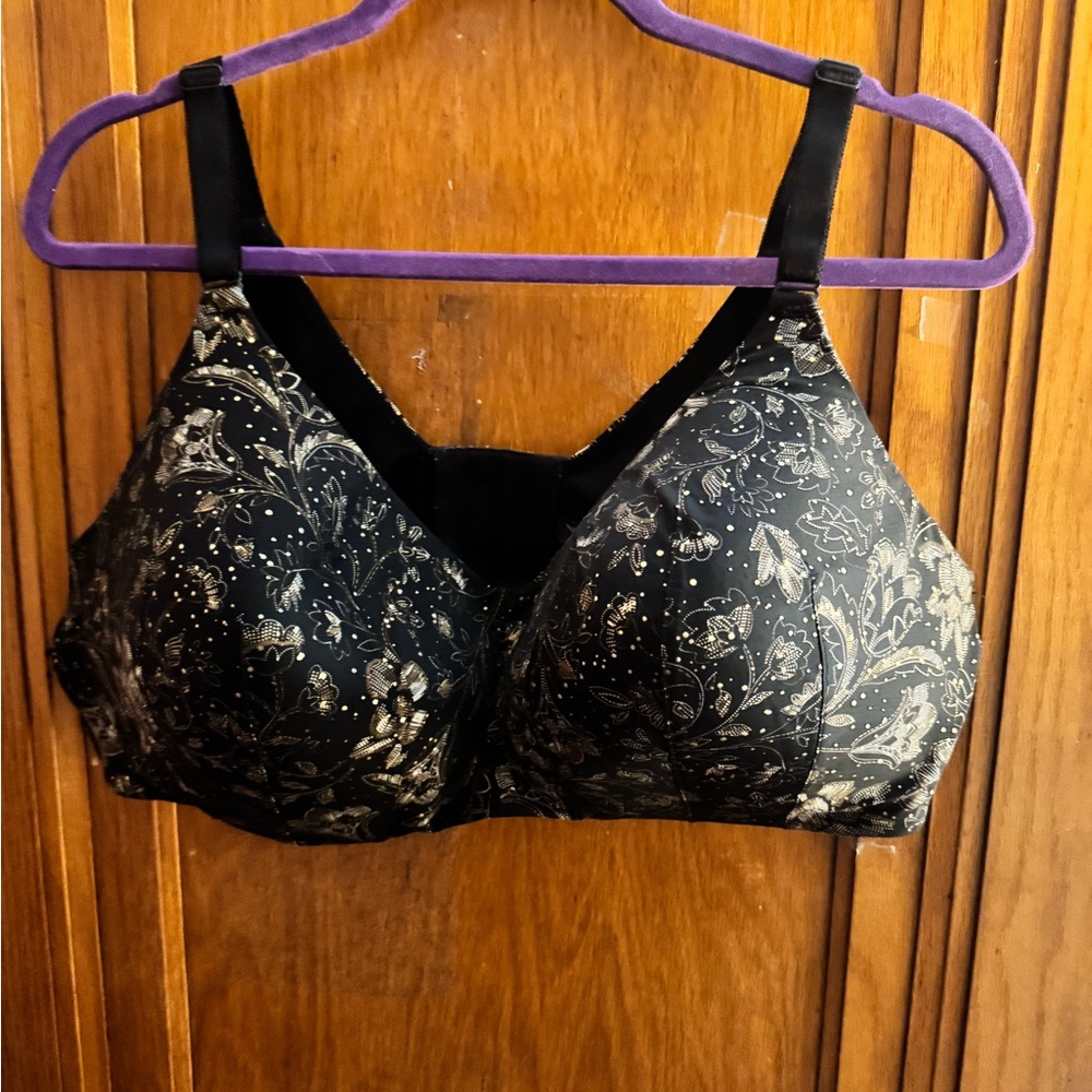 Torrid Black and Gold Floral Bra